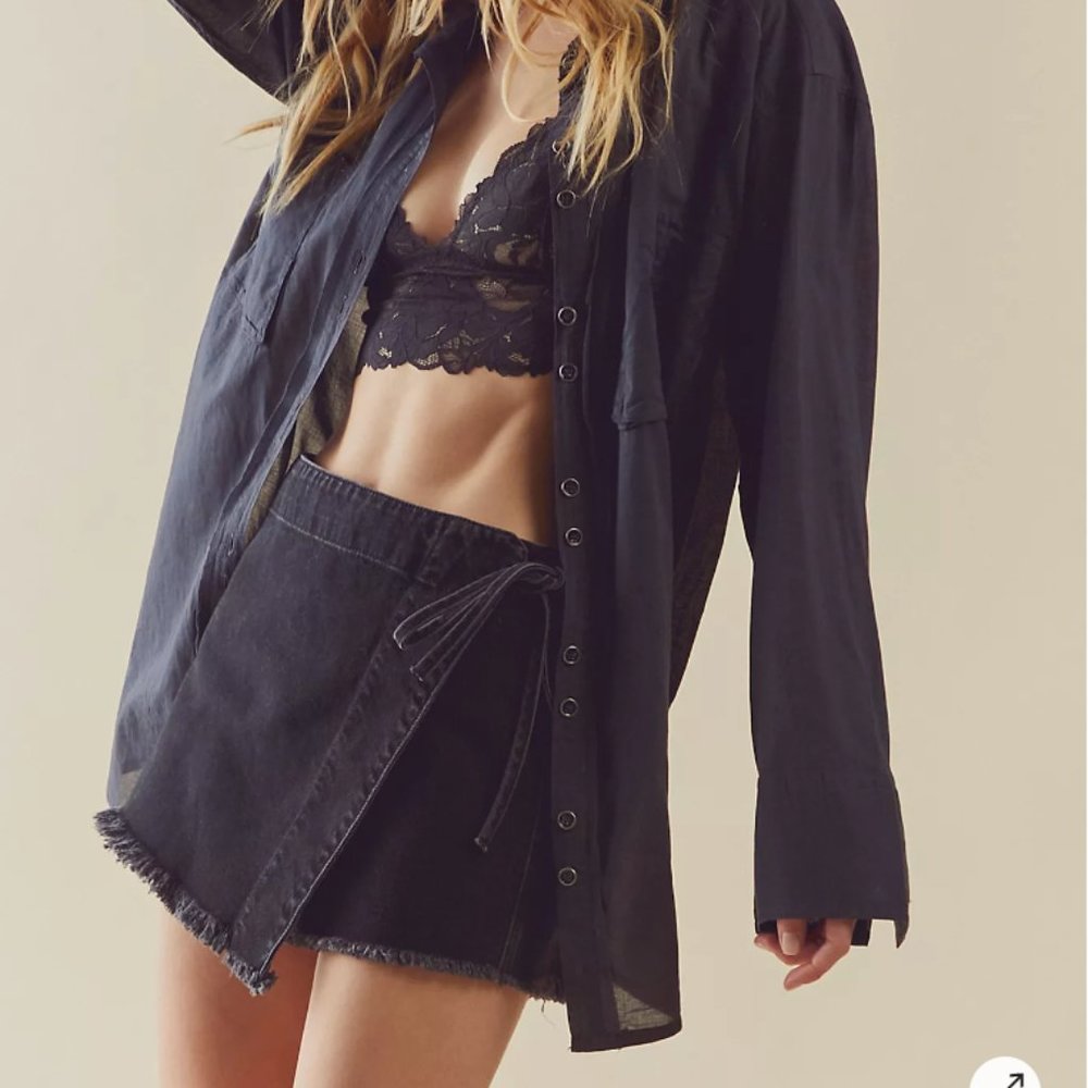Free People Emmy Denim Skort Black